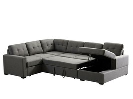 Clichy Sleeper Sectional Sofa with Storage Chaise Covers in Linen Fabric - $30,014.85 MXN