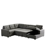 Clichy Sleeper Sectional Sofa with Storage Chaise Covers in Linen Fabric - £1,159.22 GBP