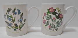 Portmeirion Botanic Garden Lot Of 2 Coffee Cup Mugs Speedwell &amp; Rhododendron - £46.87 GBP