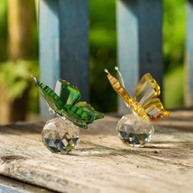 H&amp;D HYALINE &amp; DORA Handmade Crystal Flying Butterfly 2  Pack 2 x 1.7 in - $22.01