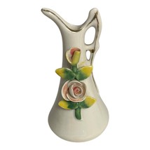 Vintage Ceramic Mid Century Floral Pitcher Vase 3.5” – Hand-Painted Roses - $313.71 MXN