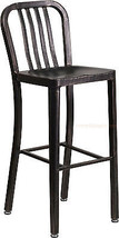 Black Antiqued Gold &#39;Navy&#39; Style Bar Stool High Top Cafe Patio Chair In-Outdoor - £166.74 GBP
