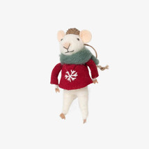 NWT White WOOL FELT Mouse Ornament in RED Sweater Christmas Ornament - £9.90 GBP