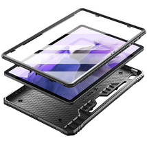For Galaxy Tab S7 Fe 2021 Tablet Rugged Kickstand Case Screen Cover Black - £36.08 GBP