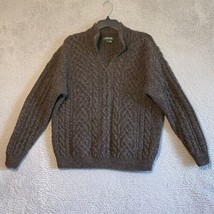 Nice Men&#39;s ORVIS Brown Ireland Wool Cable Knit Fisherman Pullover Sweate... - £46.39 GBP