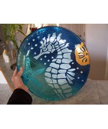 Beautiful Seahorse Blue Glass Bowl 14.6W - £54.92 GBP