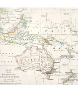 1916 Map Australia New Zealand Oceania Pacific Island Philippine Politic... - $549.13 MXN