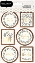 Jen Hadfield Along The Way Dimensional Stickers 6/Pkg-W/Gold Foil Accents - £6.32 GBP