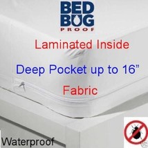 Mattress Cover Deep Pocket Fits Up to 16&quot; Zipper Protects From Bed Bugs Fabric - £14.32 GBP+