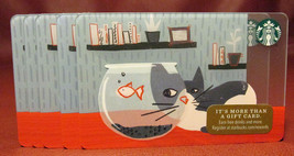 Starbucks, 2017 Gray Kitty and Fish Bowl Gift Card New with Tags - $98.04 MXN