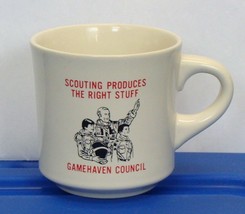 Vintage Boy Scouts Coffee Mug Scouting Produces Right Stuff Astronaut Gamehaven  - £7.99 GBP