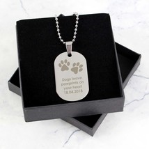 Dog Memorial Personalised PawPrints Stainless Steel Dog Tag Necklace Dog... - £15.61 GBP