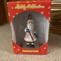 Vtg Christopher Radko Holiday Celebrations Dangling Santa  Christmas Ornament - £14.76 GBP