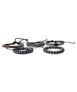 Set of 5 257.50 ctw Hematite Beads and Wax Rope Braided and FW/Gift Box ... - $13.50