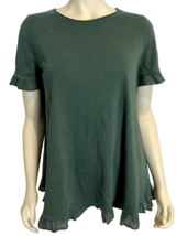 Altar&#39;d State Women&#39;s Weathered Tee Shirt with Ruffle Size M Green - £11.38 GBP