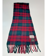 Vintage Johnstons Lindsay Tartan 100% Cashmere, Red Green Fringe Scarf S... - $197.85 CAD