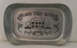 Bless This House Wilton Armetale Pewter Metal Warming Bread Plate 11x7 E... - $14.90