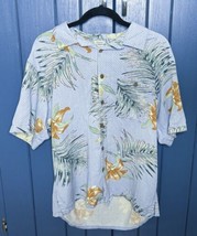 Island Republic Silk Blend Hawaiian Shirt Medium Hibiscus Flowers Tropical Aloha - £12.57 GBP