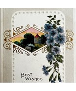 Cottage Purple Flower Victorian Best Wishes Card Postcard 1900s Embossed... - $19.99
