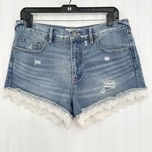 Free People Shorts Womens 29 Crochet High Rise Blue Jean Denim Anthropol... - $27.99