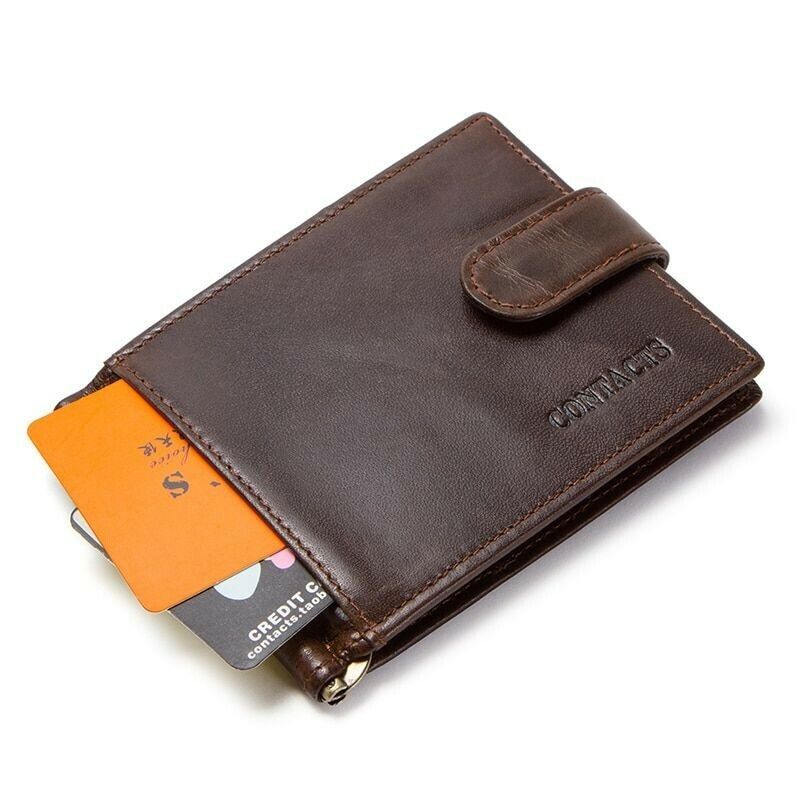 Primary image for Bifold Men Wallet Genuine Leather Card Holder 10 Slots Male Slim Money Purse Bag