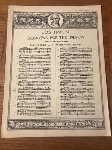 Jos. Haydn Sonatas For The Piano  No. 7 Vintage Sheet Music - $14.73