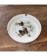 Vintage Round Floral Butterfly 5&quot; Ceramic Ashtray - $17.81 CAD
