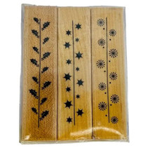 Vintage Hero Arts Holiday Borders Holly Stars SnowFlakes Hardwood Blocks - £13.62 GBP