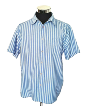 Steve &amp; Barry&#39;s Shirt Men&#39;s Size Large Relaxed Fit  Blue Stripes on Blue SS - £12.39 GBP