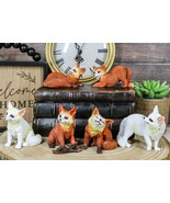 Set Of 6 Whimsical Pet Pals Playful Red And White Baby Fox Cubs Mini Fig... - $769.89 MXN