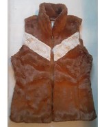 Patagonia Pelage Faux Fur Fleece Full Zip Vest Women&#39;s M Camel Stripe V-... - $54.28 CAD