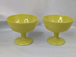 Hazel Atlas Platonite Sundae Sherbet Ice Cream Cups Yellow Lot of 2 - £11.83 GBP