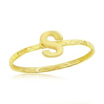 Sterling Silver &#39;S&#39; Initial Hammered Band Ring - Gold Plated - $19.00