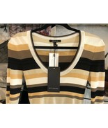 St.John Multi Couleur / Crème Rayé Style #K512033 Haut Manches Longues S... - $240.40 CAD