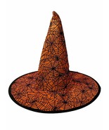 Spiderweb Orange Black Halloween Witch Hat 18 in - $13.29