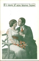 VTG JMP Postcard Novelty Victorian Romance It&#39;s Easy If You Know How to Kiss ... - £11.08 GBP