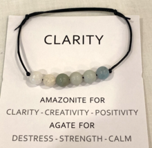 Natural Ammonite &amp; Natural Agate &quot;Clarity&quot; Beaded Adjustable Bracelet NEW - £7.61 GBP