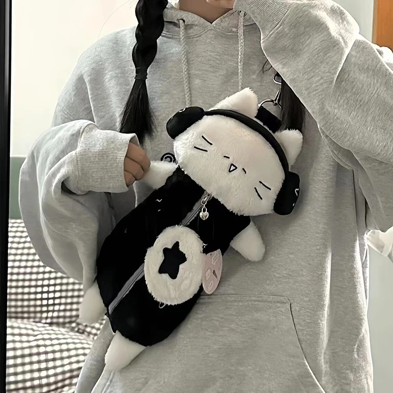 Lovely Earphone Cat Plush Cute Animal Doll Messenger Bags Japanese Girls Cartoon - £23.27 GBP