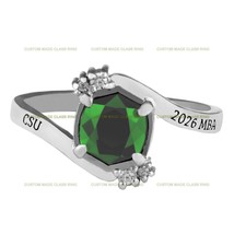 Silver 925 Women&#39;s Serenity Essence Class Ring - Personalized Hexagon birthstone - £89.67 GBP