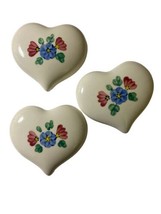 Home Interior Ceramic Rosebud Painted Hearts Wall Decor 3 inch Lot of 3 ... - $15.94