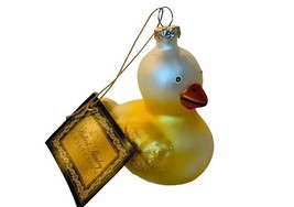 Robert Stanly Duck Christmas Ornament Bird nwt tag holiday yellow glass vtg usa - £15.48 GBP