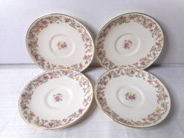 Taylor Smith Taylor TS&amp;T #12 44 1 Floral Cottage Style Saucers Gold Trim... - £19.97 GBP