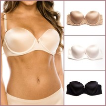 Women Satin Silicone Band Push up Removable Strap 3 Hook Strapless Bra A... - $18.80+