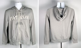 Patron Tequila Full Zip Hoodie Womens Large Gray Raised Logo Cotton Polyester - £26.01 GBP