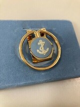 Wedgwood Blue Jasperware Anchor Goldtone Frame Money Clip NEW Velvet Box - £43.40 GBP