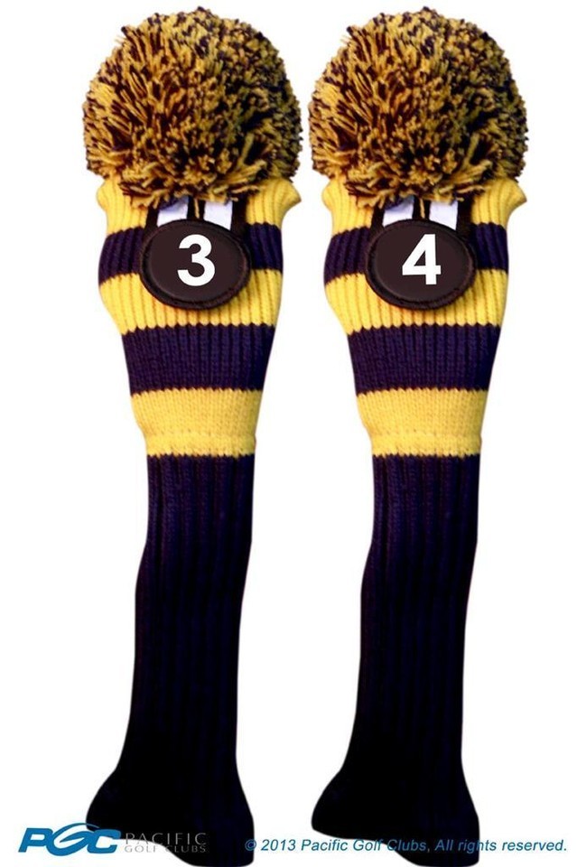 New 2 pc BLUE YELLOW 3 4 KNIT Hybrid Rescue golf club headcover Head cover - $23.99