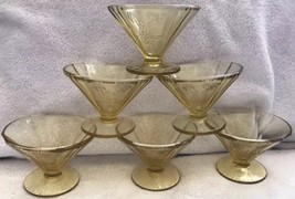 Set of 6 Vintage 1930s Amber Parrot Sylvan Sherbet Depression Glasses Fr... - $49.99