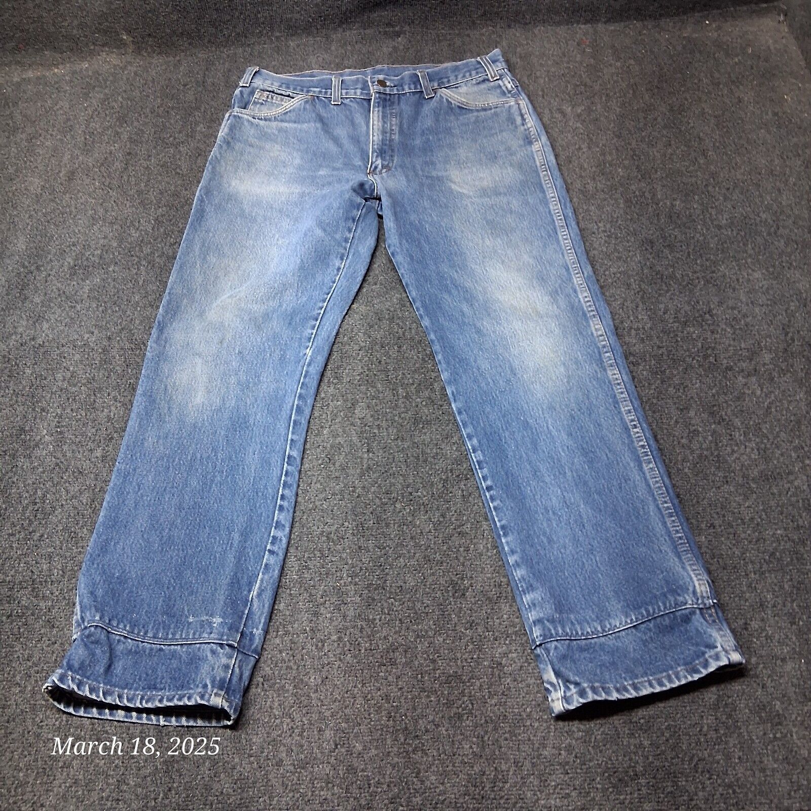 * VTG KEY Saddle King Jeans Men Sz 32x31 Blue Stone Wash Mid Rise Western - $17.05