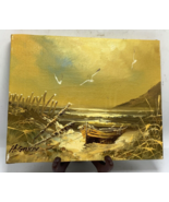 VINTAGE H. GAILEY OIL PAINTING ORIGINAL SEASCAPE OCEANVIEW WAVES SIGNED - $28.04