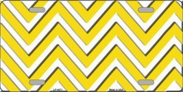 Yellow &amp; White Chevron Pattern Novelty 6&quot; x 12&quot; Metal License Plate Tag ... - £3.16 GBP